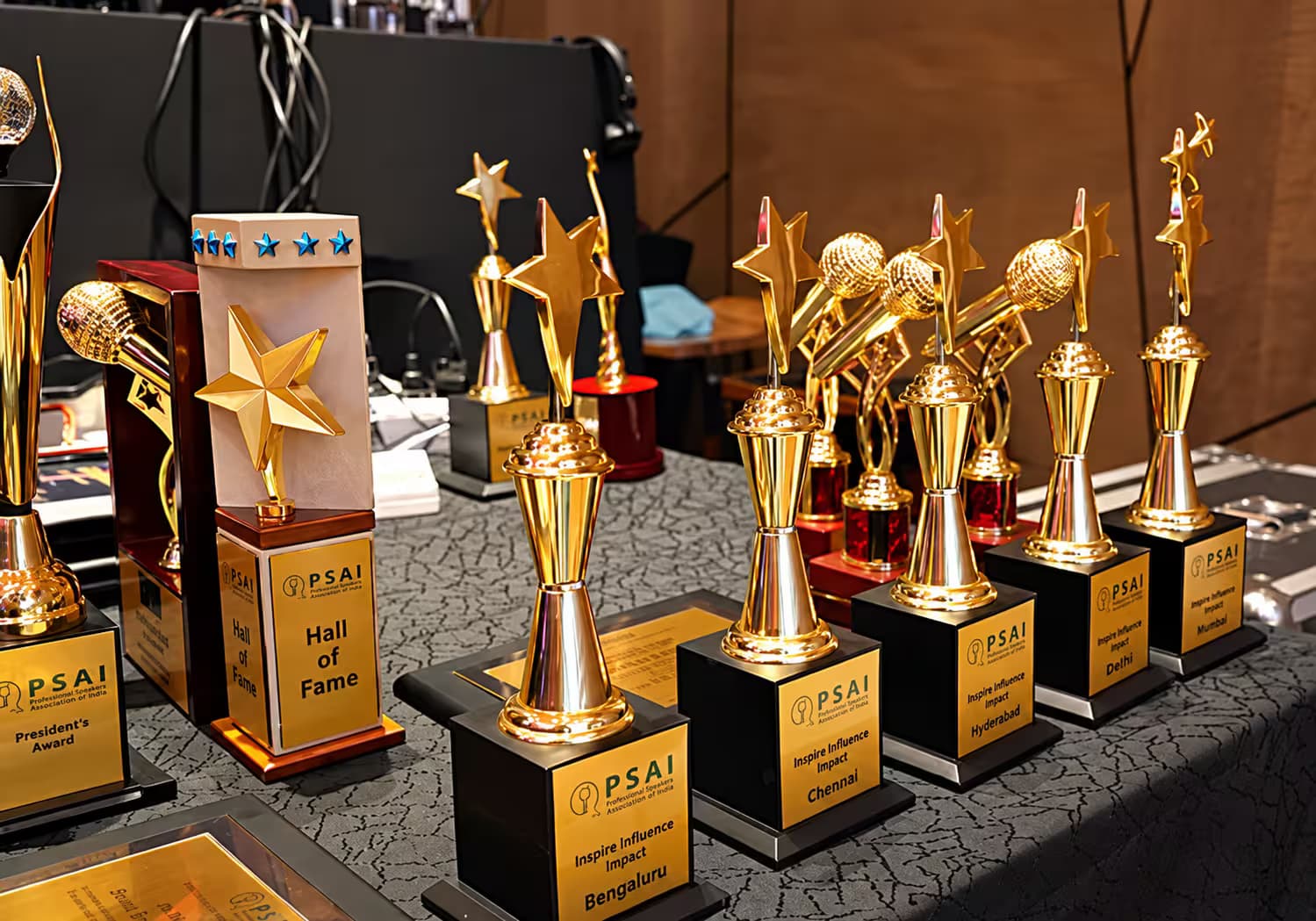 Impactful Speaker Award trophies